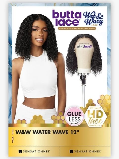 Sensationnel Butta Lace Human Hair Blend HD Lace Front Wig - WET&WAVY WATER WAVE 12"