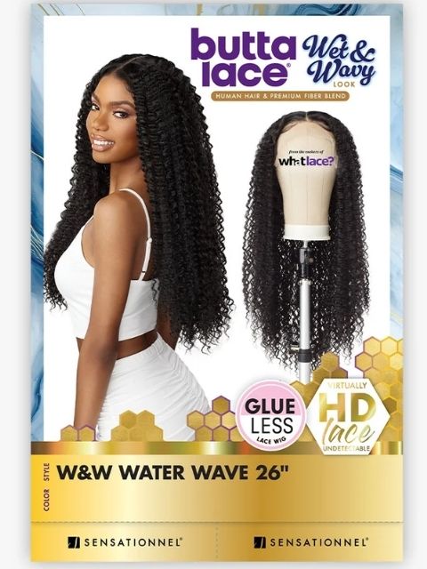 Sensationnel Butta Lace Human Hair Blend HD Lace Front Wig - WET&WAVY WATER WAVE 26"