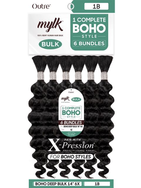 Outre MYLK 100% Remi Human Hair MYLK BOHO DEEP BULK 14" (6 BUNDLES)