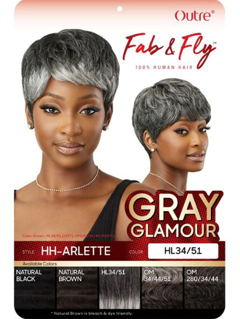 Outre Fab & Fly Gray Glamour 100% Human Hair Wig - HH-ARLETTE