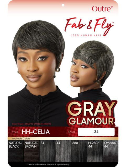 Outre Fab & Fly Gray Glamour 100% Human Hair Wig - HH-CELIA