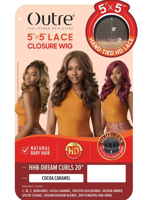 Outre 100% Human Hair Blend 5"x5" Glueless Lace Closure Wig - HHB-DREAM CURLS 20"