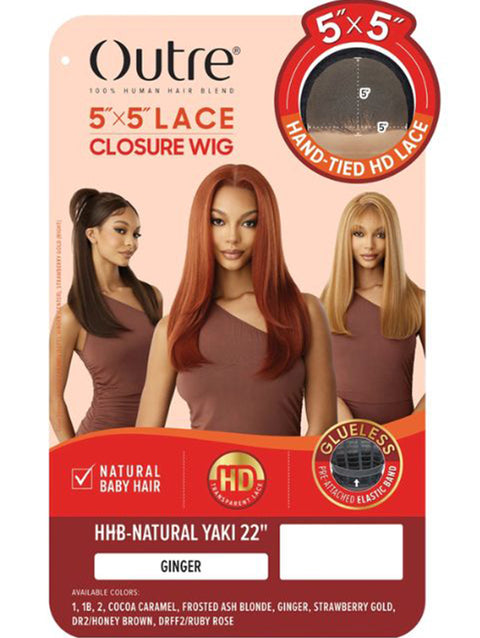 Outre 100% Human Hair Blend 5"x5" Glueless Lace Closure Wig - HHB-NATURAL YAKI 22