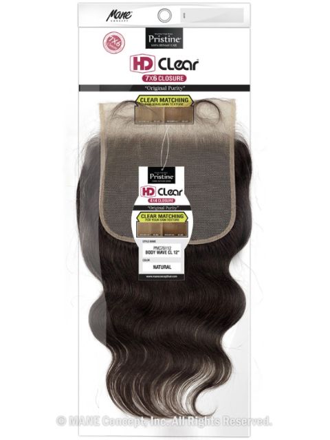 Mane Concept Pristine 100% Human Hair HD Clear 7x6 Closure BODY WAVE 10"-18"(PMC761)