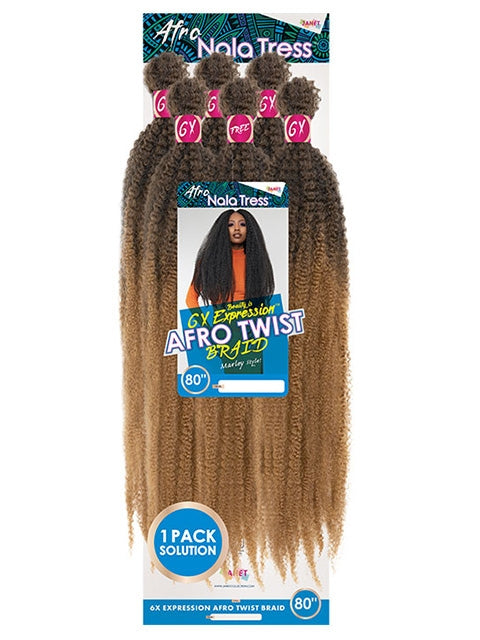 Janet Collection Nala Tress 6X EXPRESSION AFRO TWIST Crochet Braid 80 (6XE3XMB)