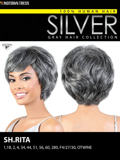 Motown Tress Human Hair Silver Gray Hair Collection Wig - SH.RITA